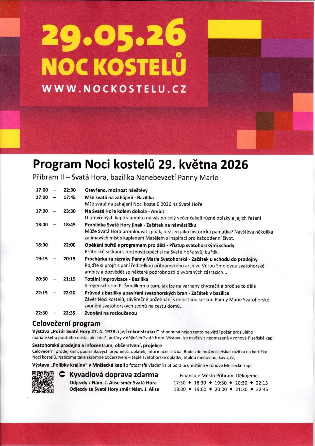 Plakát Noc kostelů 2026 a kyvadlova doprava zdarma - 1